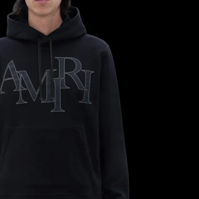Sweat à capuche AMIRI coton noir logo noir