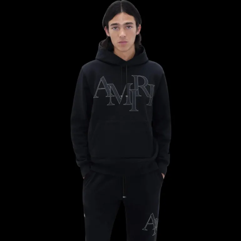 Sweat à capuche AMIRI coton noir logo noir