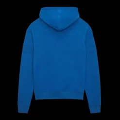 Sweat à capuche SAINT LAURENT molleton coton bio bleu electrique broderie logo