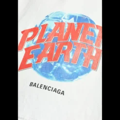 Sweat-shirt à capuche BALENCIAGA Hoodie coton blanc Planet Earth