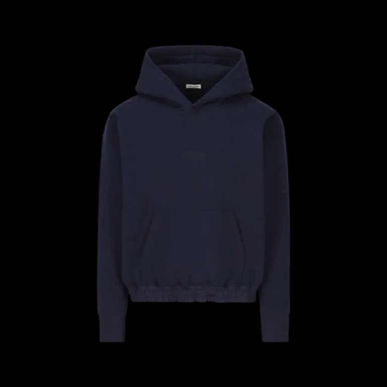 Sweat-shirt à capuche Hoodie bleu marine broderie Saint Laurent