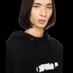 Sweat-shirt à capuche OFF WHITE coton noir Spray Arrow blanc