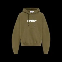Sweat-shirt à capuche OFF WHITE coton kaki Spray Arrow blanc