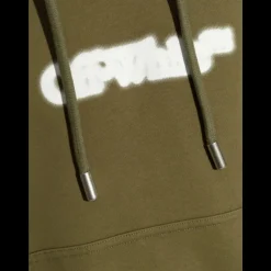 Sweat-shirt à capuche OFF WHITE coton kaki Spray Arrow blanc