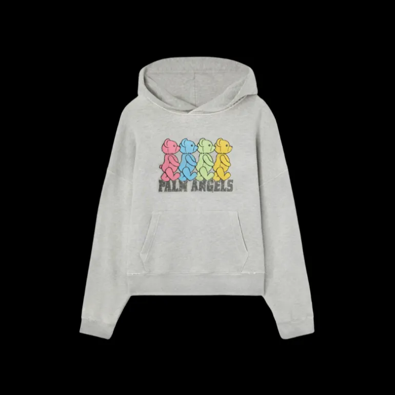 Sweat-shirt à capuche PALM ANGELS coton gris nounours multicolore