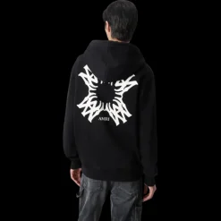 Sweat-shirt à capuche zippé AMIRI coton noir monogramme MA Quad blanc