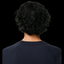 Sweatshirt AMI Paris col rond coton bio molleton épais bleu marine patch cœur maille