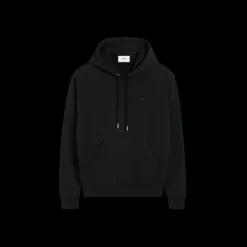 Sweat-shirt capuche Hoodie AMI molleton de coton bio noir logo cœur noir
