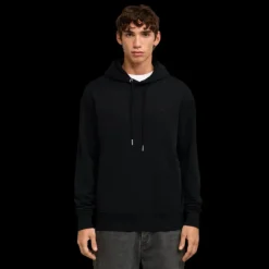 Sweat-shirt capuche Hoodie AMI molleton de coton bio noir logo cœur noir