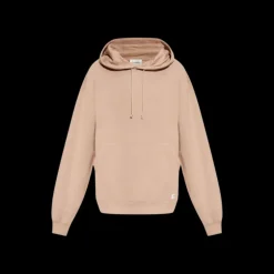 Sweat-shirt capuche SAINT LAURENT coton beige vieux rose étiquette logo