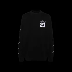 Sweat-shirt OFF WHITE col rond coton noir Abloh 23 blanc