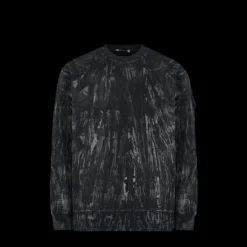 Sweat-shirt ST-95 col rond SS OS Plaster coton noir marbré