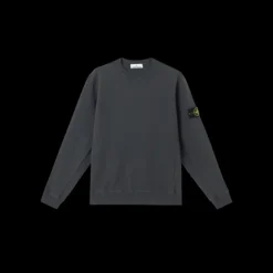 Sweat-shirt STONE ISLAND col rond molleton coton flammé gris anthracite