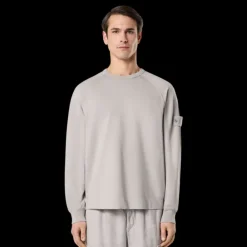 Sweat-shirt STONE ISLAND col rond Ghost coton gris badge ton sur ton