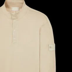 Sweat-shirt STONE ISLAND GHOST PIECE col montant pression coton beige
