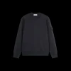 Sweat-shirt STONE ISLAND ras-du-cou coton molletonné côtelé bleu marine