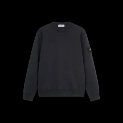 Sweat-shirt STONE ISLAND ras-du-cou coton molletonné côtelé bleu marine