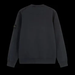 Sweat-shirt STONE ISLAND ras-du-cou coton molletonné côtelé bleu marine