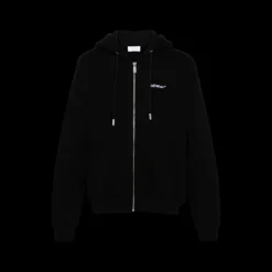 Sweat-shirt zippé à capuche OFF WHITE coton noir Tatoo Arrow
