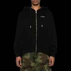 Sweat-shirt zippé à capuche OFF WHITE coton noir Tatoo Arrow