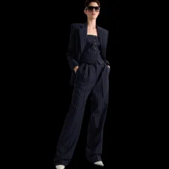 Top bustier boutons BARBARA BUI laine bleu marine rayures