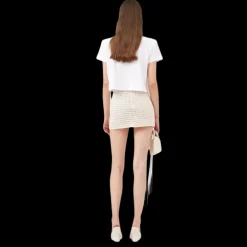 Top col rond MAGDA BUTRYM coton blanc crochet beige poitrine