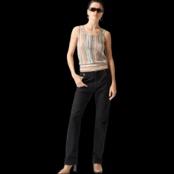 Top débardeur MISSONI viscose flammé rayure orange sequins