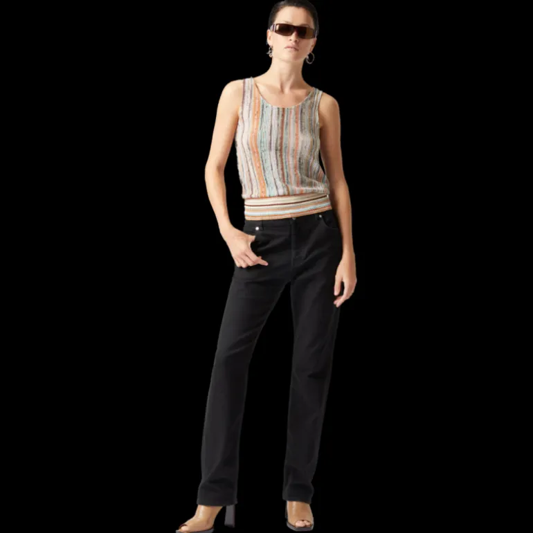 Top débardeur MISSONI viscose flammé rayure orange sequins