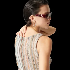 Top débardeur MISSONI viscose flammé rayure orange sequins