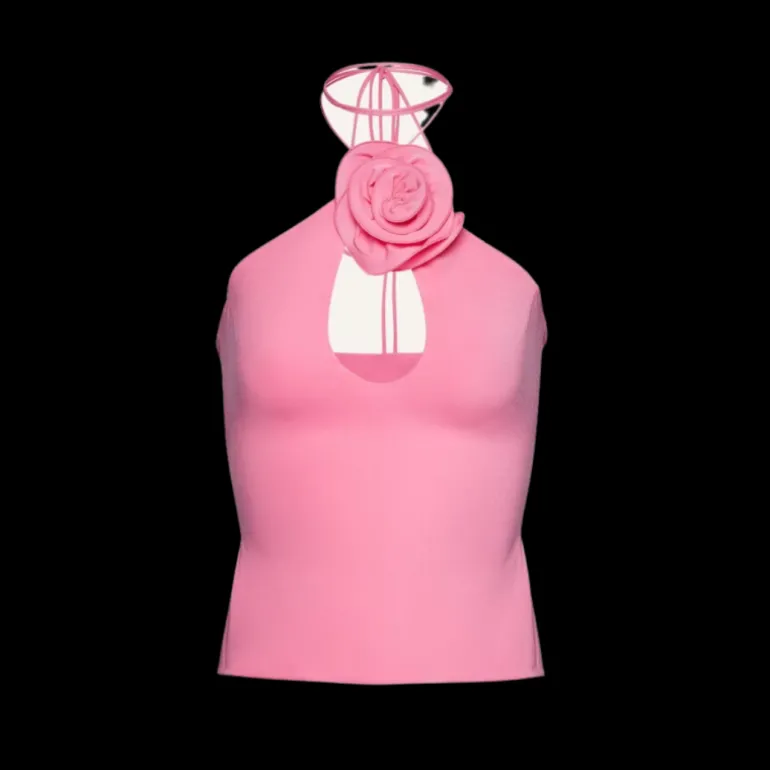 Top dos nu MAGDA BUTRYM lacet jersey rose fleur