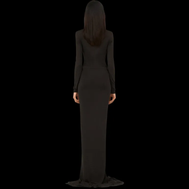 Top manches longues MAGDA BUTRYM col montant fleurs drapé marron foncé