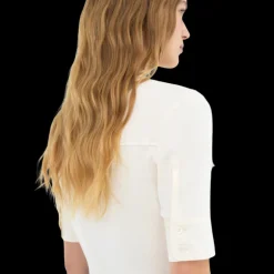 Top Polo CHLOE manche courte coton écru bouton nacre poches