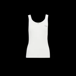 Top sans manches CHLOE jersey de coton côtelé blanc logo Chloé