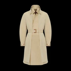 Trench-coat ALEXANDER MCQUEEN superpositions gabardine coton beige