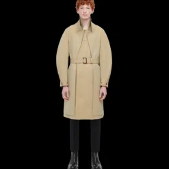 Trench-coat ALEXANDER MCQUEEN superpositions gabardine coton beige