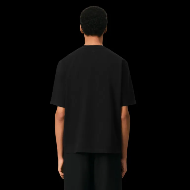 T-shirt AMI Paris col rond jersey de coton bio noir broderie cœur ton sur ton