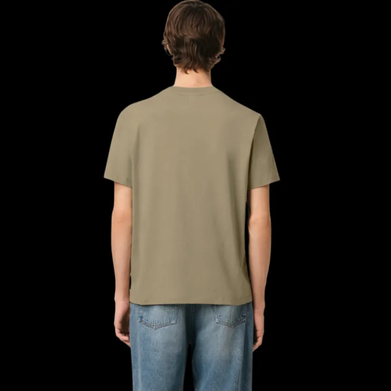 T-shirt AMI Paris jersey de coton bio vert olive broderie cœur blanc