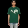 T-shirt AMIRI col rond jersey coton vert logo écru
