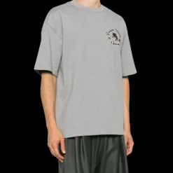 T-shirt AMIRI Dreamteam col rond coton jersey gris clair logo floqué