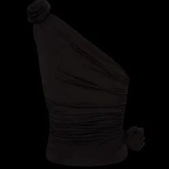 T-shirt asymétrique MAGDA BUTRYM lycra noir fleurs épaule