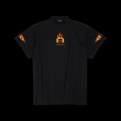 T-Shirt BALENCIAGA Burning Unity Oversize jersey coton vintage noir flamme orange