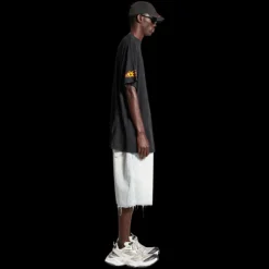 T-Shirt BALENCIAGA Burning Unity Oversize jersey coton vintage noir flamme orange