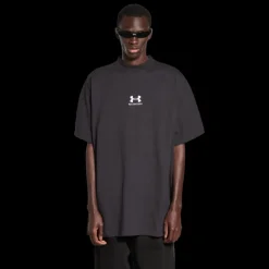 T-Shirt BALENCIAGA Under Armour® Oversize jersey vintage noir délavé et blanc