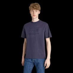 T-shirt BERLUTI col rond coton bleu marine scrito