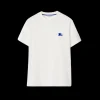 T-shirt BURBERRY jersey de coton blanc broderie chevalier équestre bleu