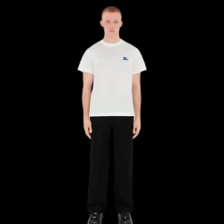 T-shirt BURBERRY jersey de coton blanc broderie chevalier équestre bleu