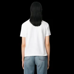 T-shirt col rond AMI Paris jersey coton bio blanc cœur rouge