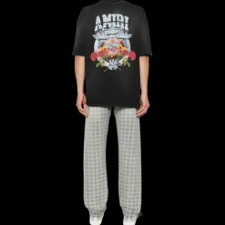 T-shirt col rond AMIRI Championship coton noir imprimé étoiles