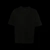 t-shirt col rond AMIRI coton noir logo brodé poitrine dos ton sur ton