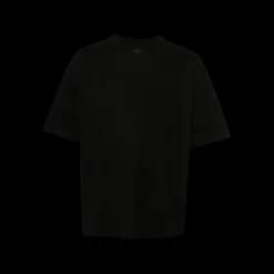 t-shirt col rond AMIRI coton noir logo brodé poitrine dos ton sur ton